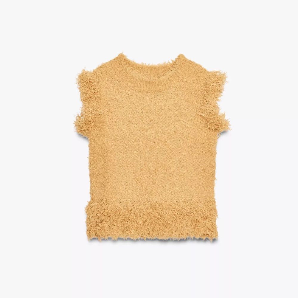 ZARA FAUX FUR KNIT VEST - Picture 6 of 8
